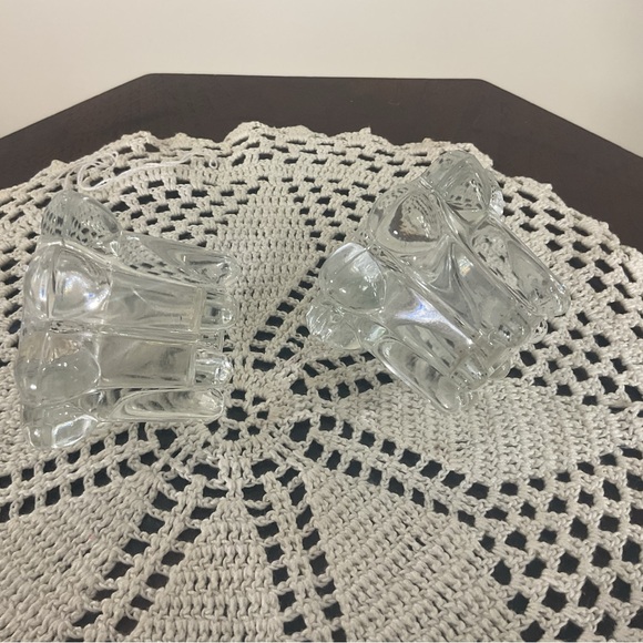 Set of 2 Vtg Clear Glass Reims France French Bubble Beaded Edge Candle Holder - Picture 5 of 6